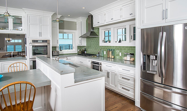 inset cabinet kitchen clean modern white beach